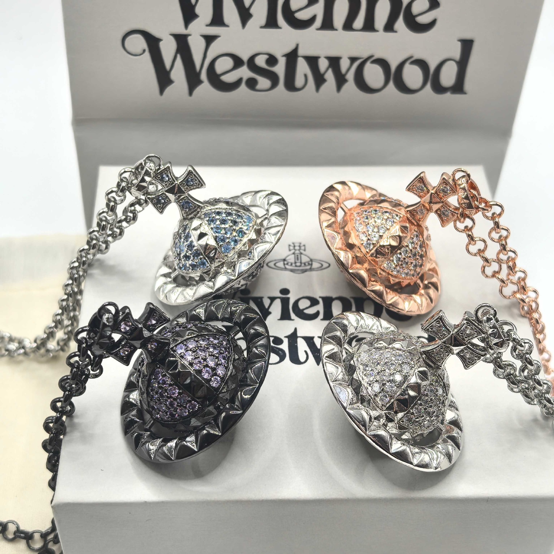 Designer Viviennens West Wood High Version Empress Dowagers Angular Three-dimensional Full Diamond Large Bead New 80cm Thick Chain Necklace - Sweater Chain