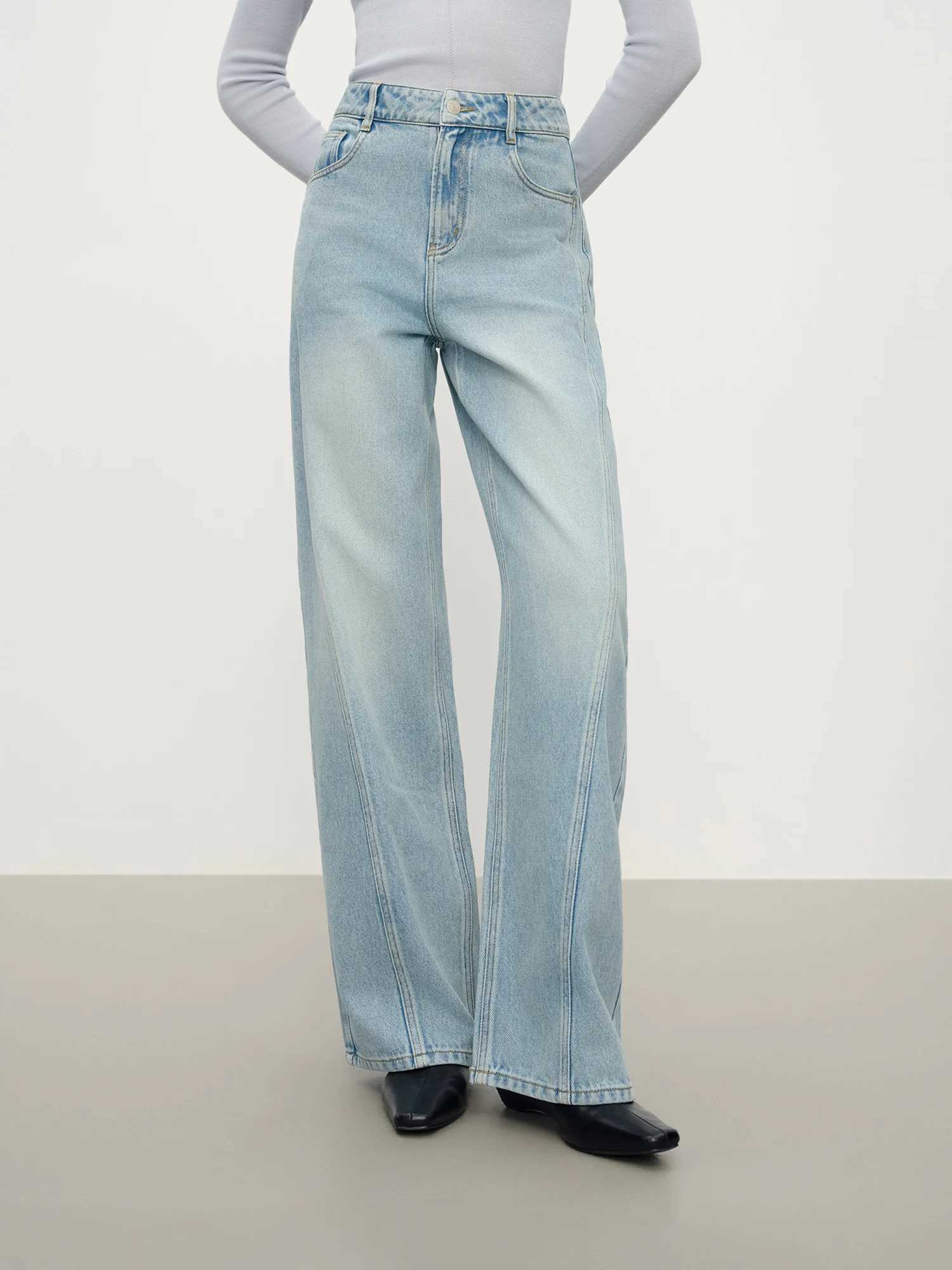 FSLE Retro Straight Blue Casual Versatile Jeans for Women Winter 2025 New Loose Daily Outfit Allmatch J251031