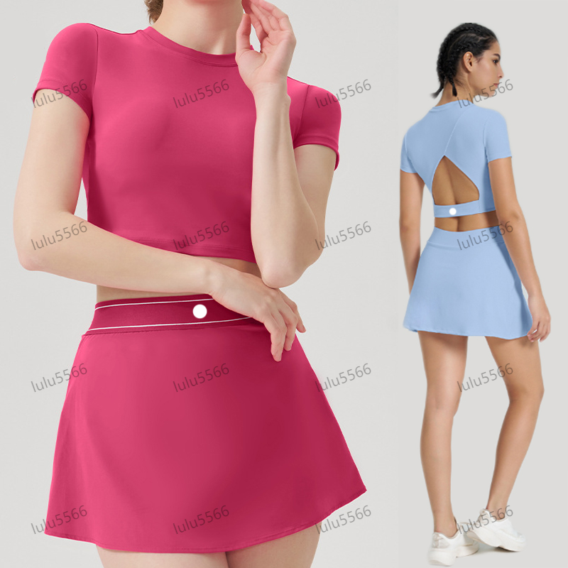Yoga workout sets Short sleeve Sports bra tennis skirt set workout clothes women fitness suit quick drying A-line version Short skirt athletic wear gym sets