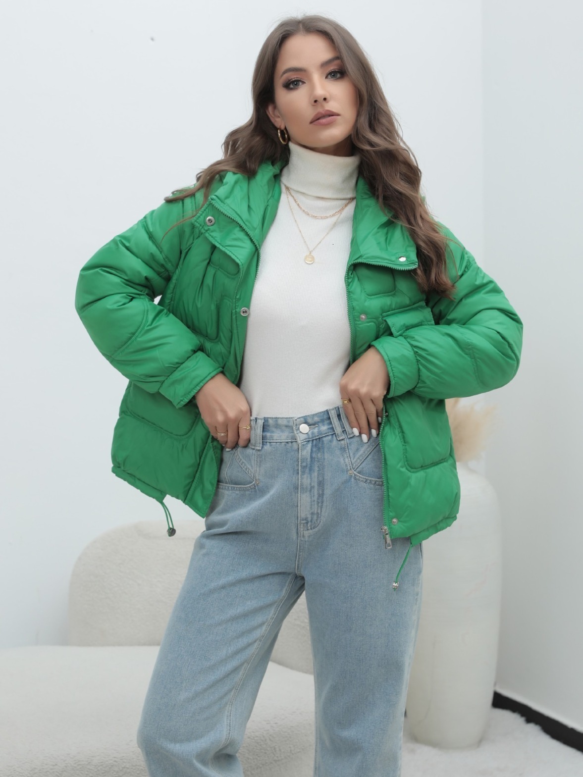 Women Outwear Jacket Female winter thick cotton-padded jacket burst bright collar cotton-padded jacket Fashion Soft Parka 201026