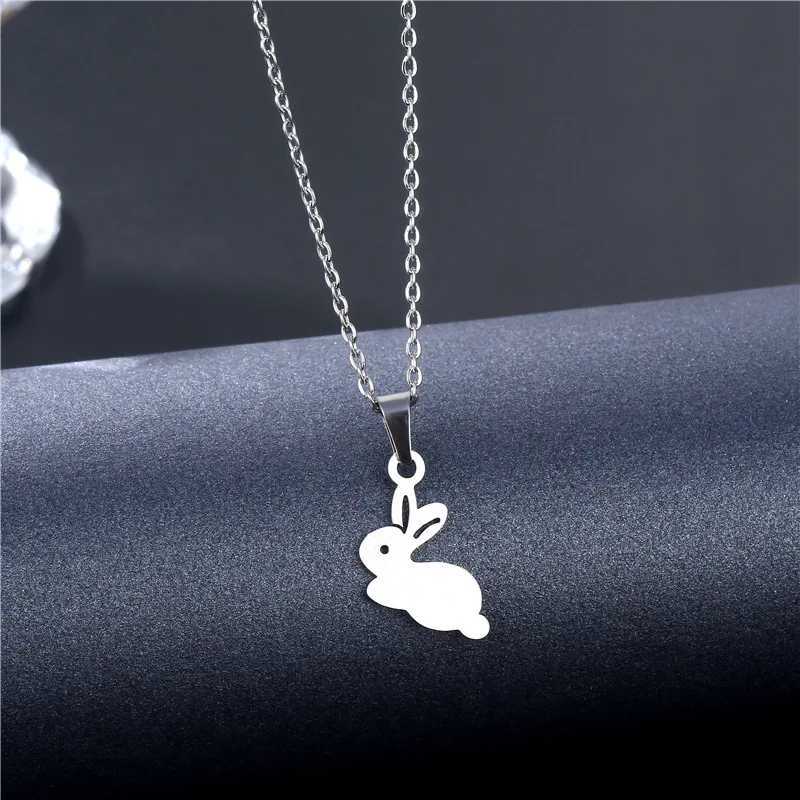 Trendy Baby Rabbit Pendant Necklace Women Girl Stainless Steel Bunny Head Charm Pendant Necklaces Fashion Lovely Animal JewelryC250407