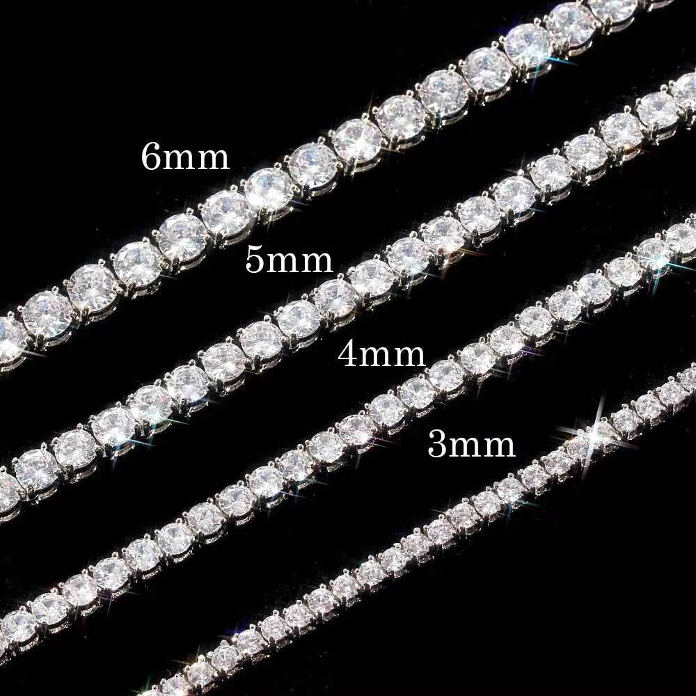 Mens Hot Hiphop Moissanite Tennis Chain Necklace 18k Gold Necklace for Men