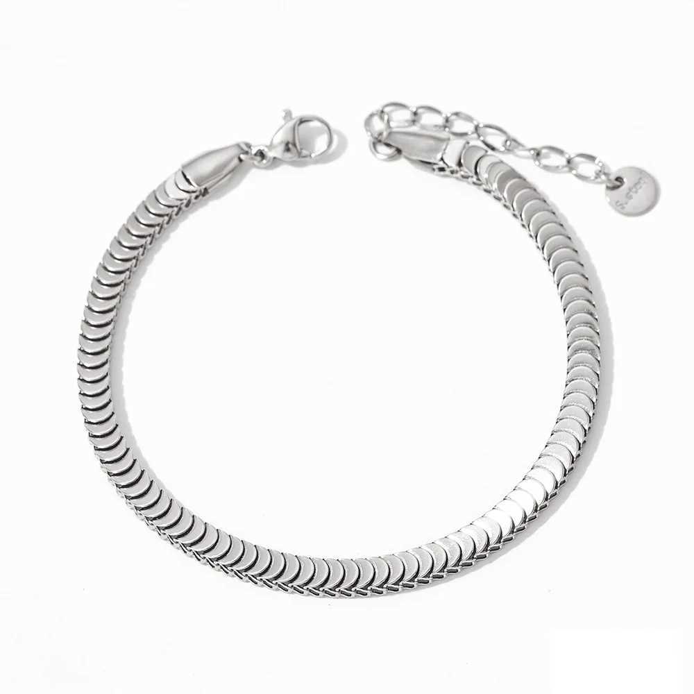 New Hip Hop 316L Stainless Steel Double Dragon Bone Fish Scale Chain Bracelet for Men Punk Solid Metal Kpop Charm Gift Y250329