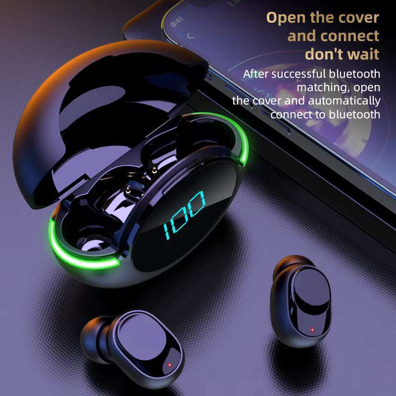 Y80 TWS Wireless Bt 5.3 Stereo Gaming Cool LED Lighting Headphones Sport Earbuds for iPhone and Android