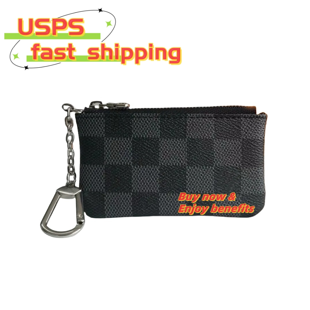 High Fashion Women Leather Mini Wallet for Mens Womens Compact Key Ring Credit Card Holder Casual Wallet No Box