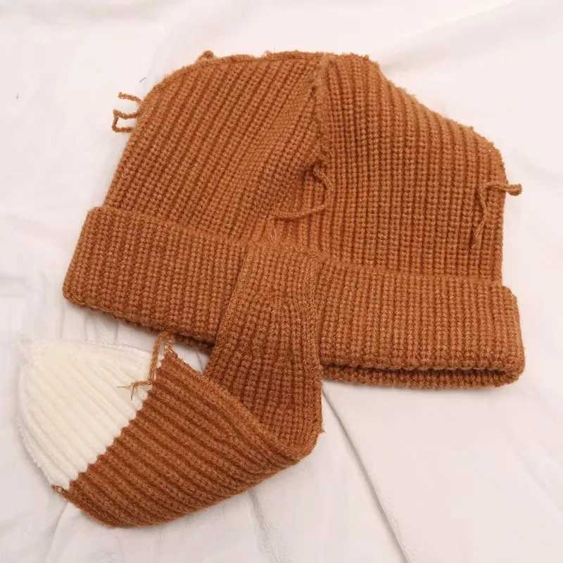 2024 New Cute Long Tail Hat Men Women Crochet Knitted Hat Costume Beanies Winter Girls Boys Hiphop Skullies CAPs Y2k GiftXJ251101