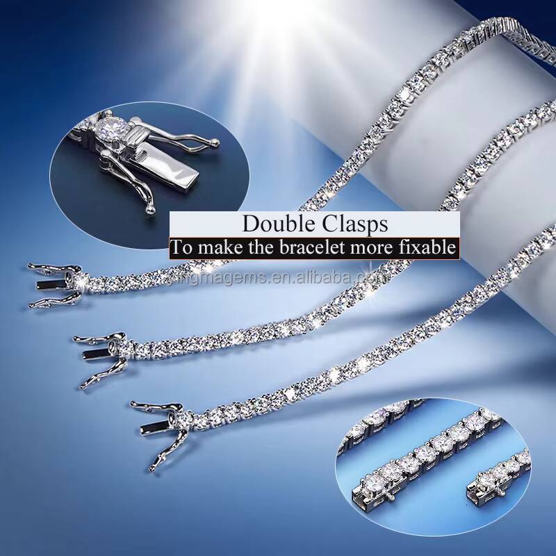 Popular Hip Hop Jewelry 925 Sterling Silver 2mm 3mm 4mm 5mm 65mm Moissanite Tennis Chain Necklace Bracelet for Men Women