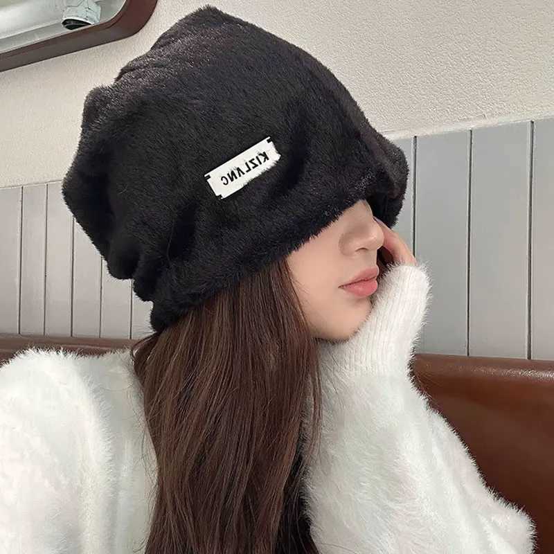 Outdoor Coldproof Thicken Caps Female Gorros Women Plush Beanies Hats Winter Warm Solid Baggy Fleece Wool Skullies HatXJ251101