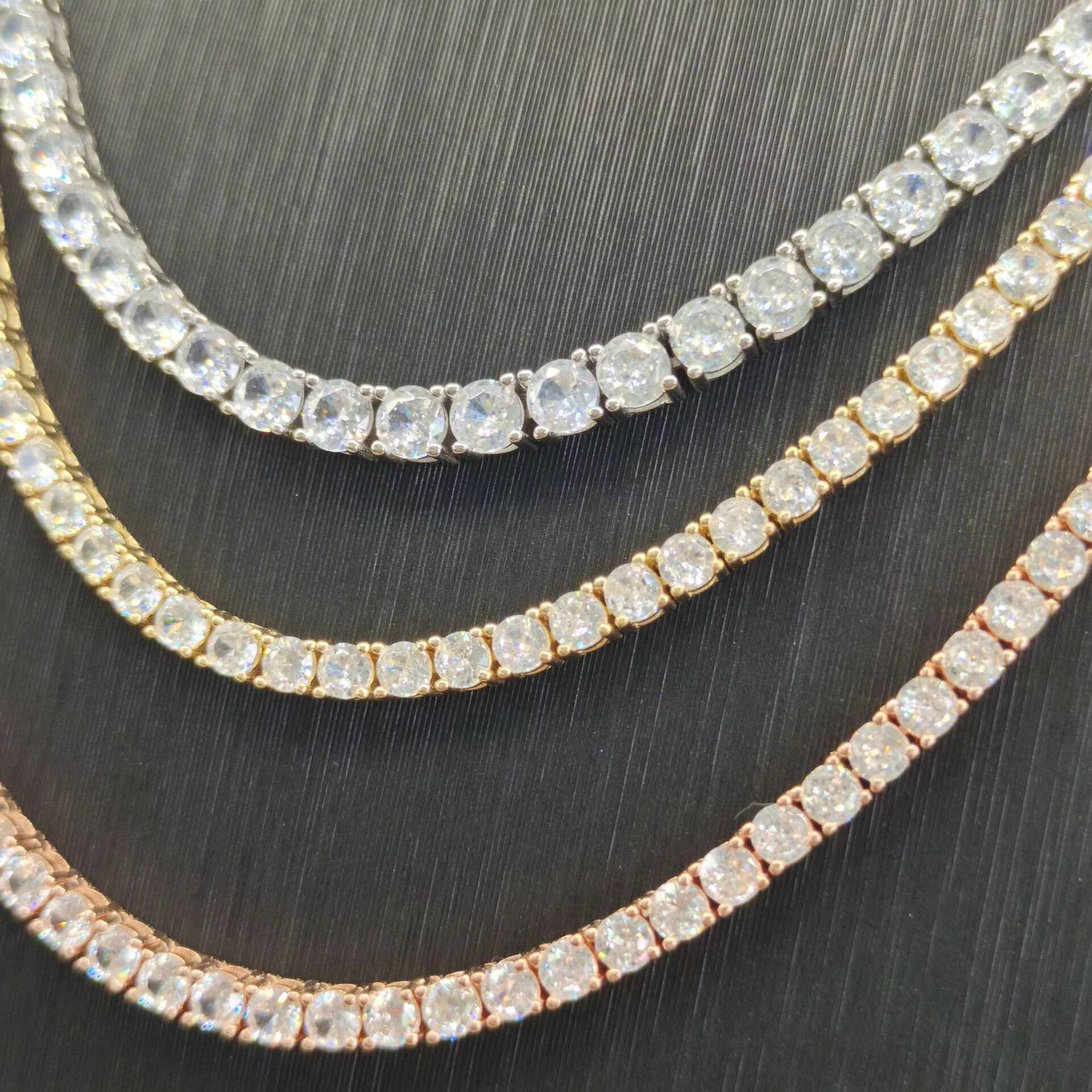 Moissanite Tennis Chain 925 Sterling Silver Pass Diamond Tester 20mm65mm VVS Moissanite Chain