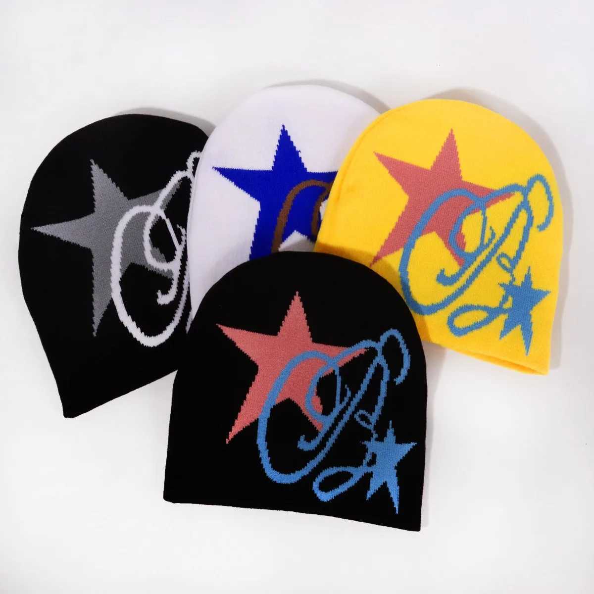 Star Letter Print Knit Beanie Soft Warm Winter Hat for Men Women Trendy Stretchy Skull Cap Cozy Fleece LinedXJ251101