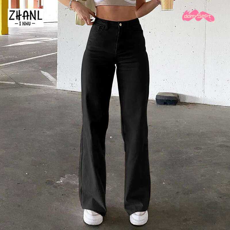 Brown Jeans Fashion Y2K Women High Waist Stretch Wide Leg Femme Trousers Casual Comfort Denim Mom Washed Jean Pants ddmySept