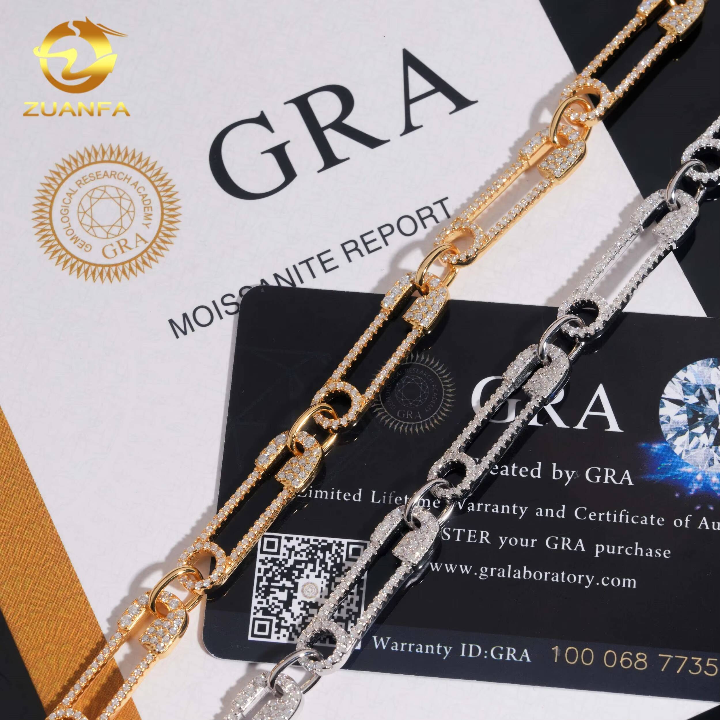 Pass Diamond Tester Fashion High Quality 925 Silver Moissanite Paper Clip Iced Out Bracelet