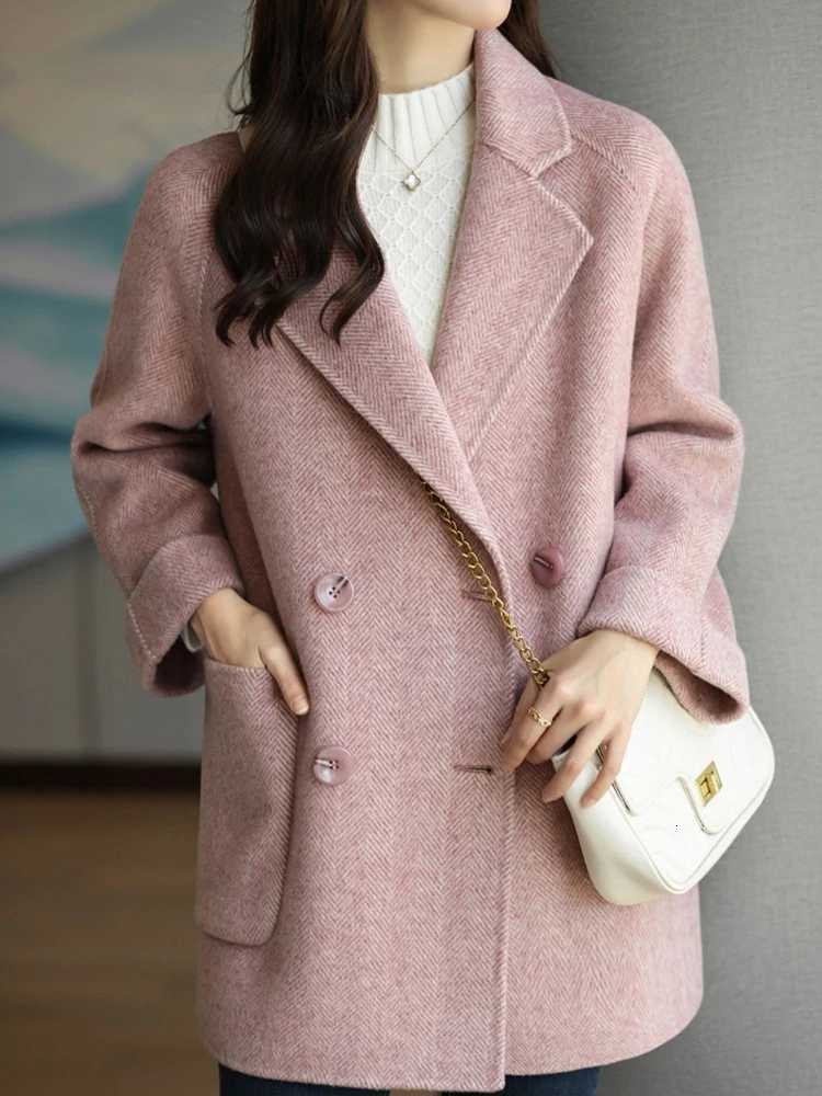 Autumn and Winter New Korean Style Women Loose Plus Size Western Style Midlength Casual Coat Solid Color Woolen Suit JacketT251101