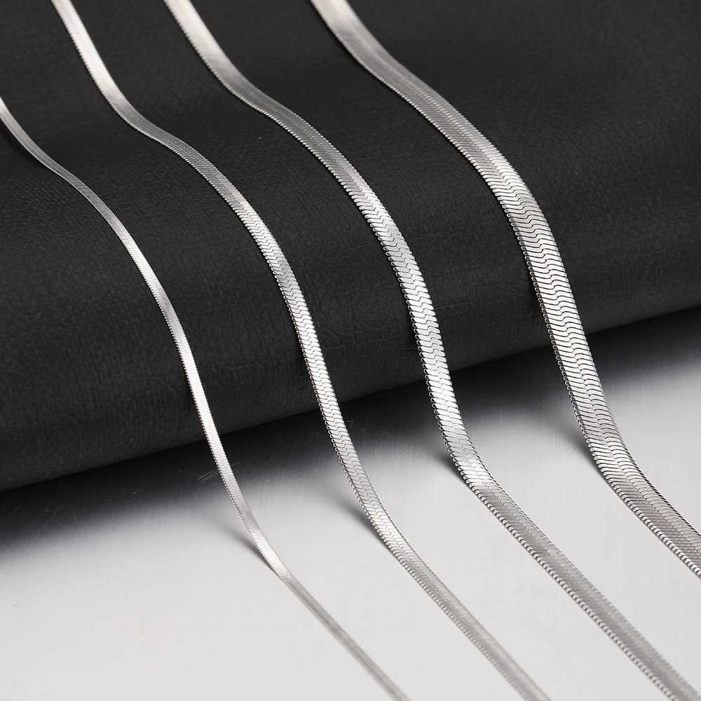 Stainless Steel Necklaces Herringbone Blade Snake Chain Light Luxury Unisex Clavicle Choker Men Necklace For Women Jewelry GiftsC250407