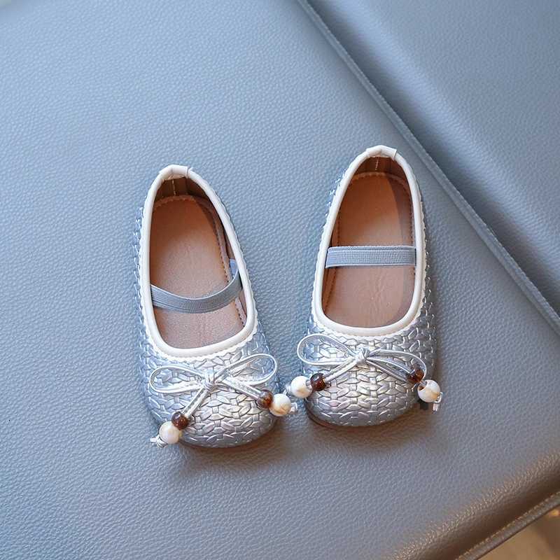 Girls Casual Leather Shoes Weave Sweet Kids Flats with Simple Bows 2025 Autumn New Children Princess Dance Shoes Korean StyleT251101