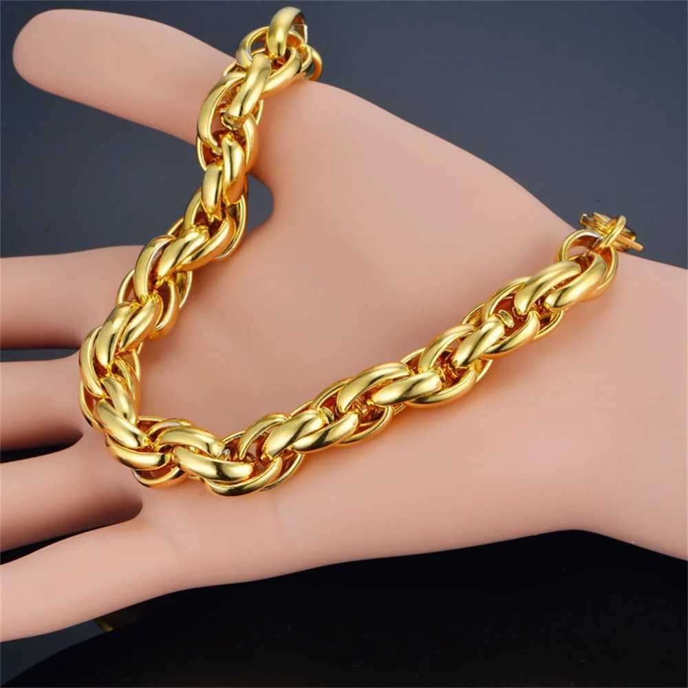 10mm Miami Rope Chain Bracelet Hip Hop Punk Gold Plated Jewelry Stainless Steel Mens Bracelet Y250329