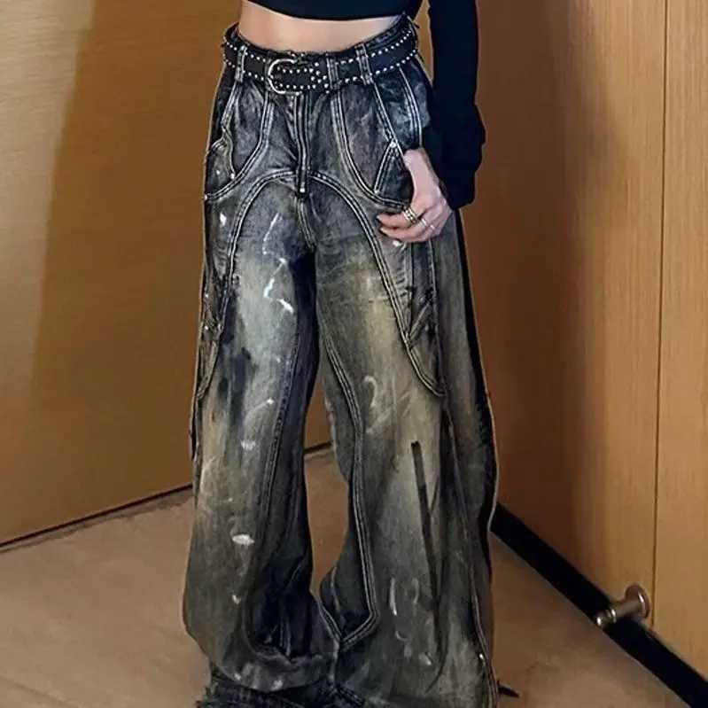 Heavy Industry TieDye Line Washing Jeans American Retro HipHop Punk Men And Women High Waist Gothic Straight Baggy Jeans J251031