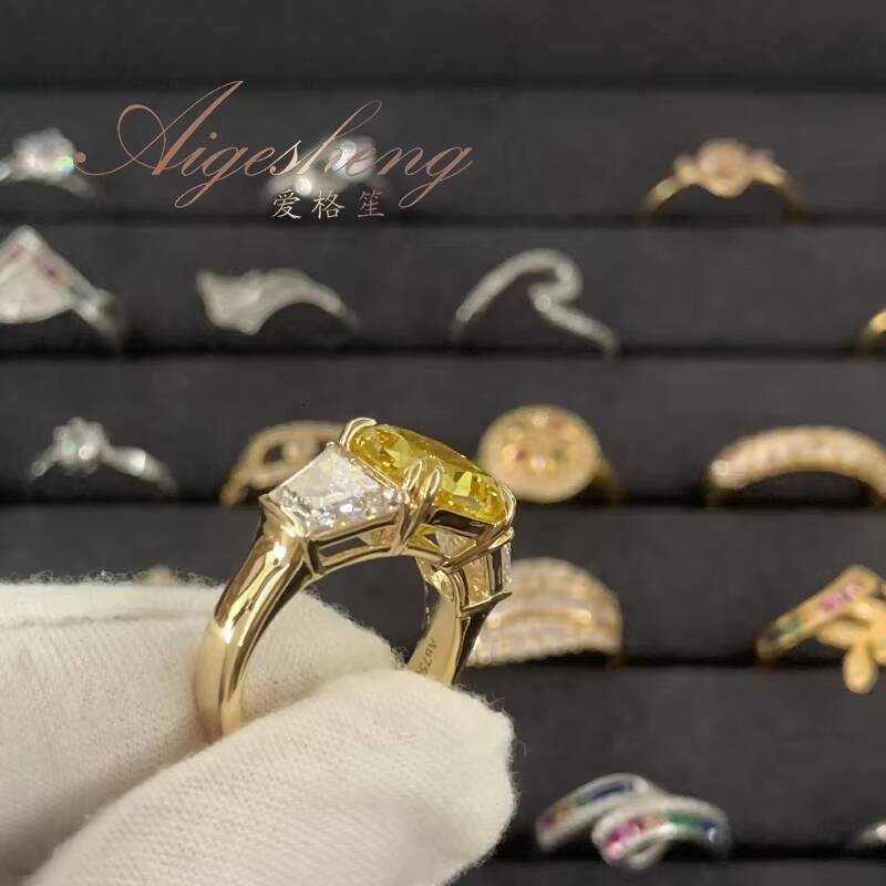 Aigesheng Fashion Jewelry Rings Fancy Natural Diamond 18K Real Gold Wedding Rings Couple Set
