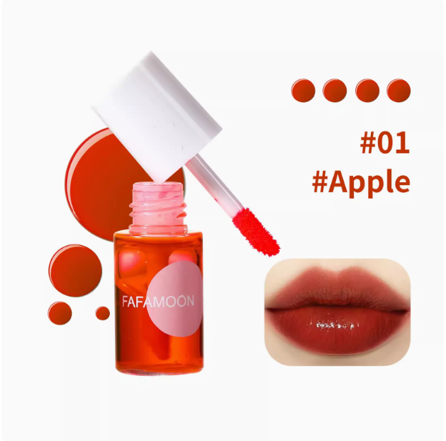 4 Colors Fruit Juice Lip Tint Non-stick Cup Liquid Lipstick Long-Lasting Matte Lip & Cheek Tint Moisturizing Makeup Cherry Juice Lip Gloss Liquid Mirr