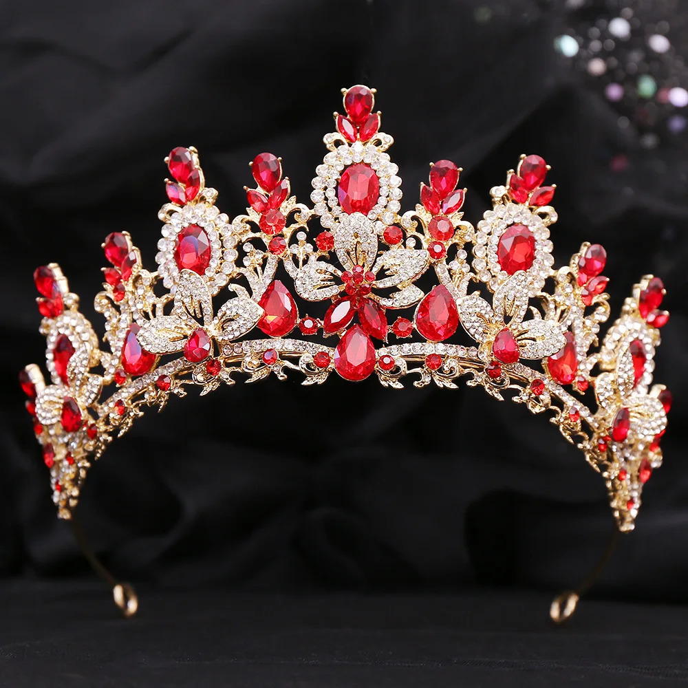 KMVEXO Baroque Water Drop Flower Crystal Opal Tiara For Women Wedding Girls Birthday Party Elegant Crown Hair Accessories250324