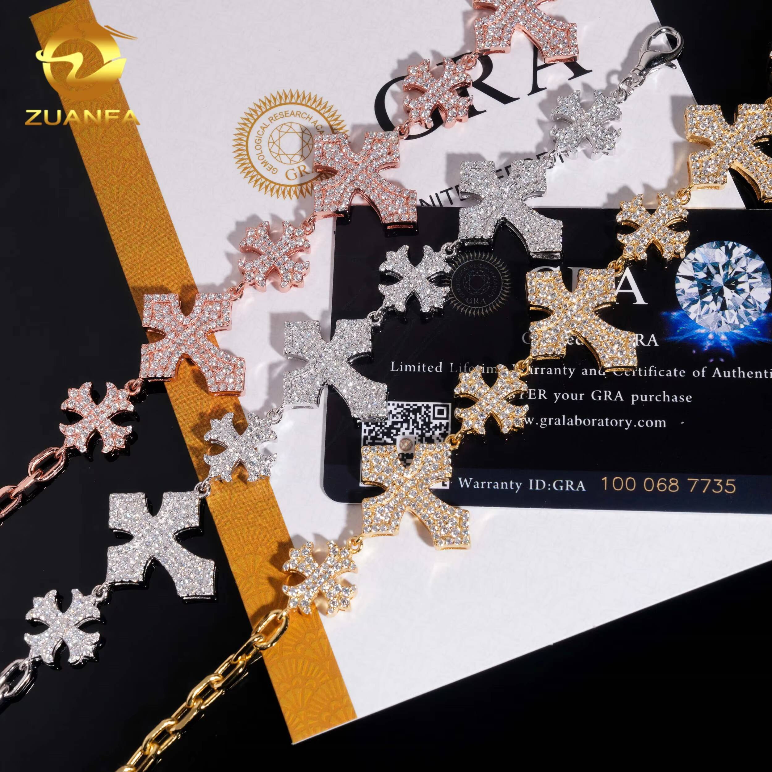 Hip Hop Jewelry Mix Cross VVS Moissanite Cuban Link Bracelet 925 Silver Hip Hop Cuban Bracelet