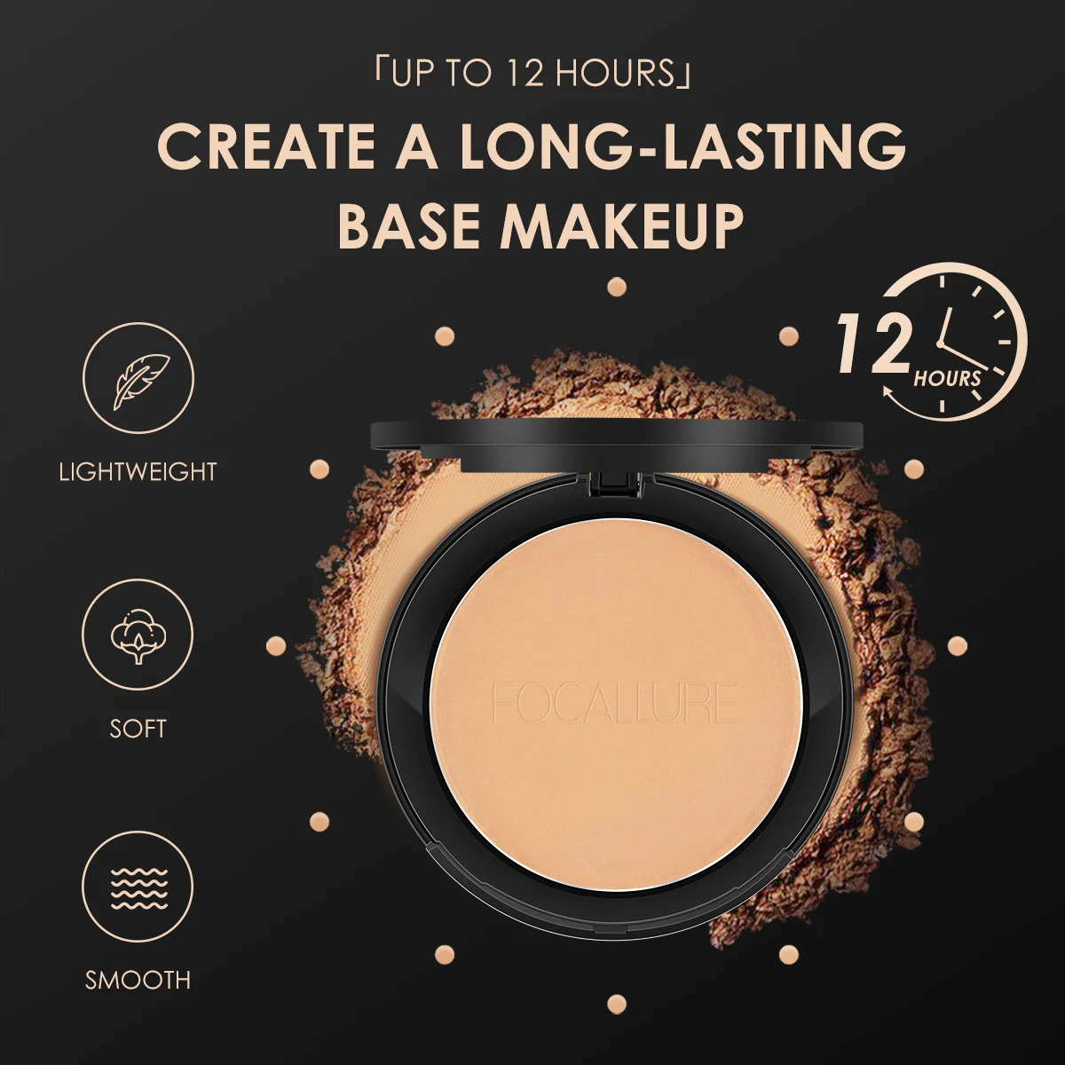 FOCALLURE 9 Colors Pressed Powder Waterproof Long-lasting Full Coverage Face Compact Setting Powder Makeup Foundation Cosmetics 250326