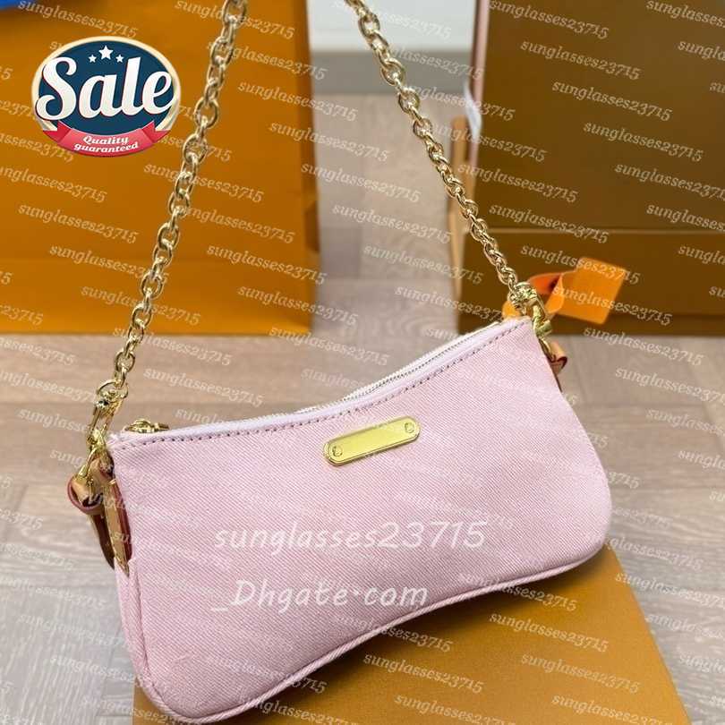 luxury pink designer bag shoulder bag pochette pink denim bag crossbody bag women flower underarm bag mini print purse lady tote bag beach bag travel embossed bag