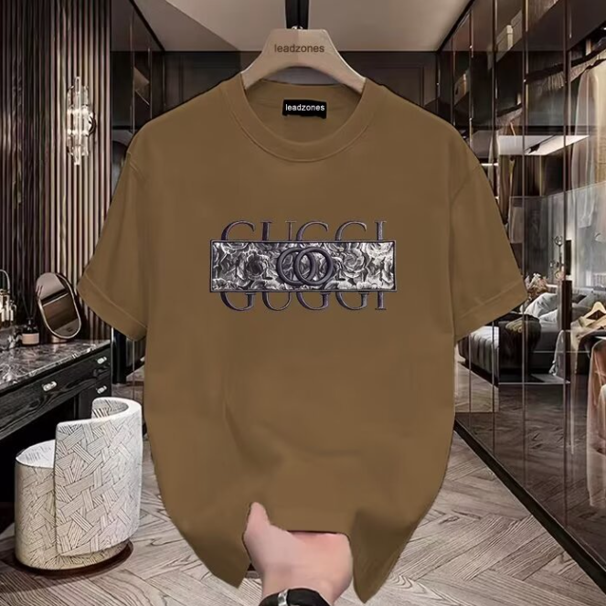 Fashion trend printed T-shirt short sleeve men 2025 new summer casual fashion slim senior sense black base half sleeve large size