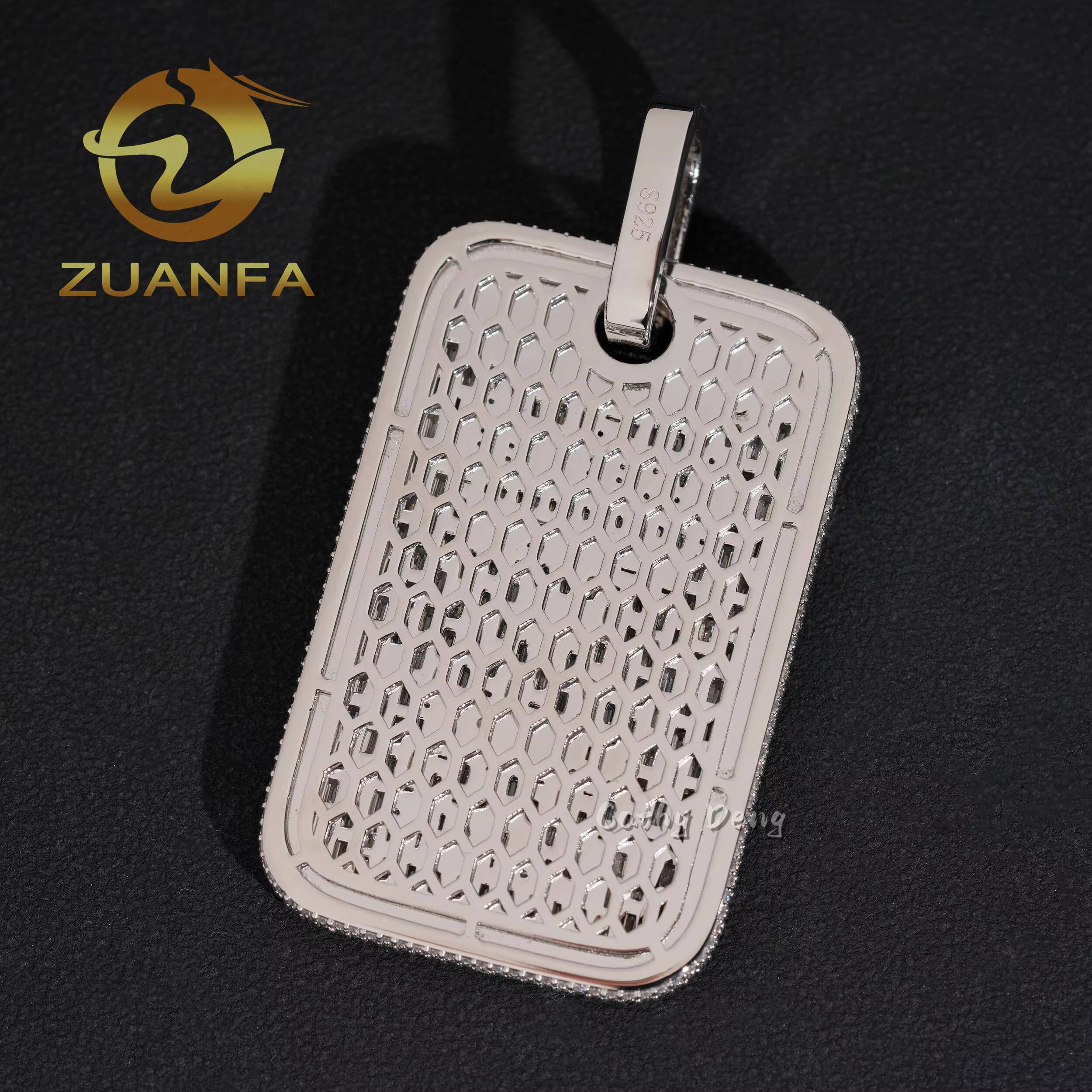 Hip Hop Pendant Moissanite Hip Hop Jewelry Iced Out Dog Tag Pendant 925 Silver Moissanite Pendant With Letter