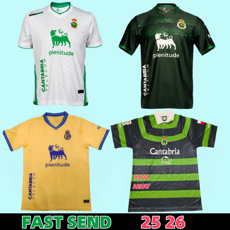 25 26 Camiseta Racing de Santander Soccer Jerseys 2025 2026 Home Away Third 112th Anniversary Men Kit SANGALLI ARANA VICENTE Football Shirt
