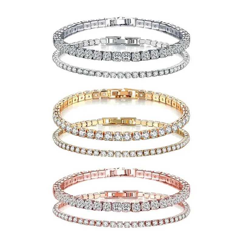 Brand new 925 sterling silver fashionable hip-hop style classic all zirconia tennis sparkling bracelet Exquisite bracelet DIY couple gift Y250329