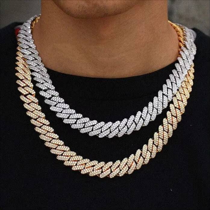 Custom 14k Solid Gold Iced out VVS Moissanite Diamond Cuban Link Chain Hip Hop Miami Cuban Fine Chains Necklaces for Men Women