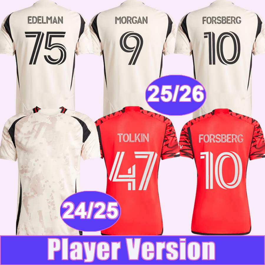 25 26 New Yo Rk Red Bu Player Version Soccer Jerseys HARPER MITCHELL CHOUPO-MOTING MORGAN FORSBERG EDELMAN 24 25 Away Football Shirt Adult Uniforms