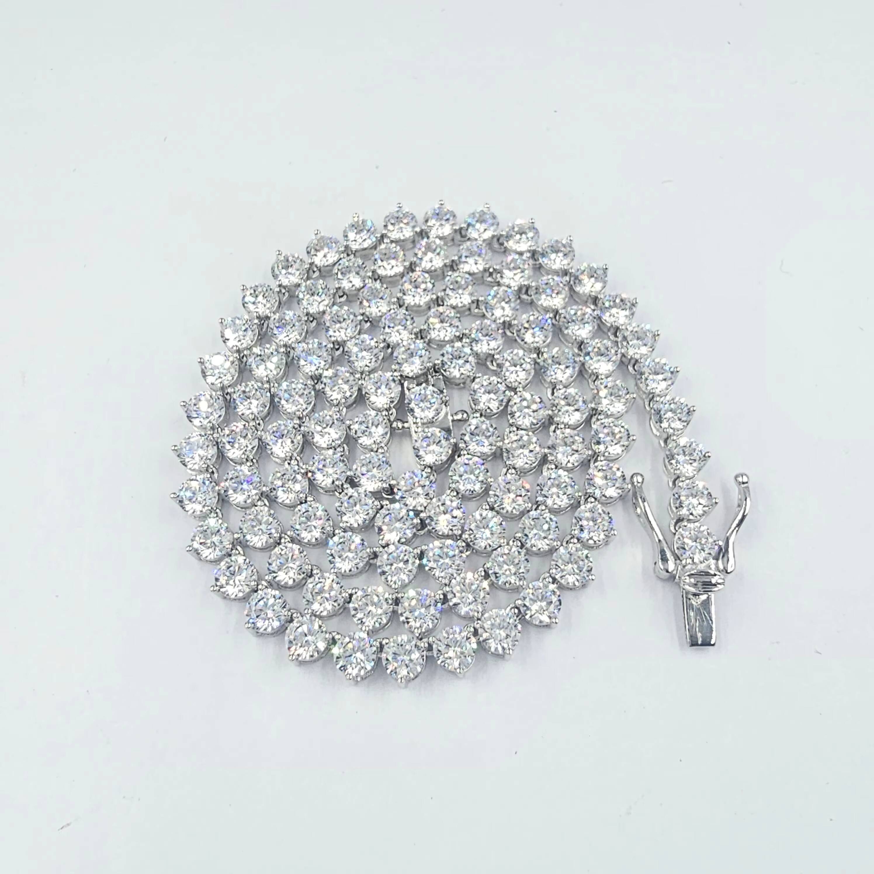 Hot Sale High Quality Tennis Chain 18 Necklace 925 Sterling Silver with Gold Plated Moissanite Diamond and Moissanite for Weddings