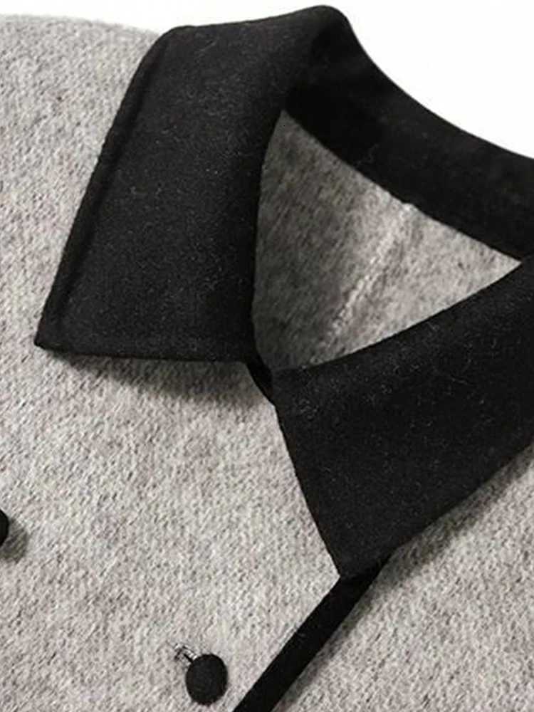 On Sale New In Coats Jackets Woman Clothing Autumn Winter Woolen Coat for Women Color Contrast Elegant Lady Outerwear CoatT251101