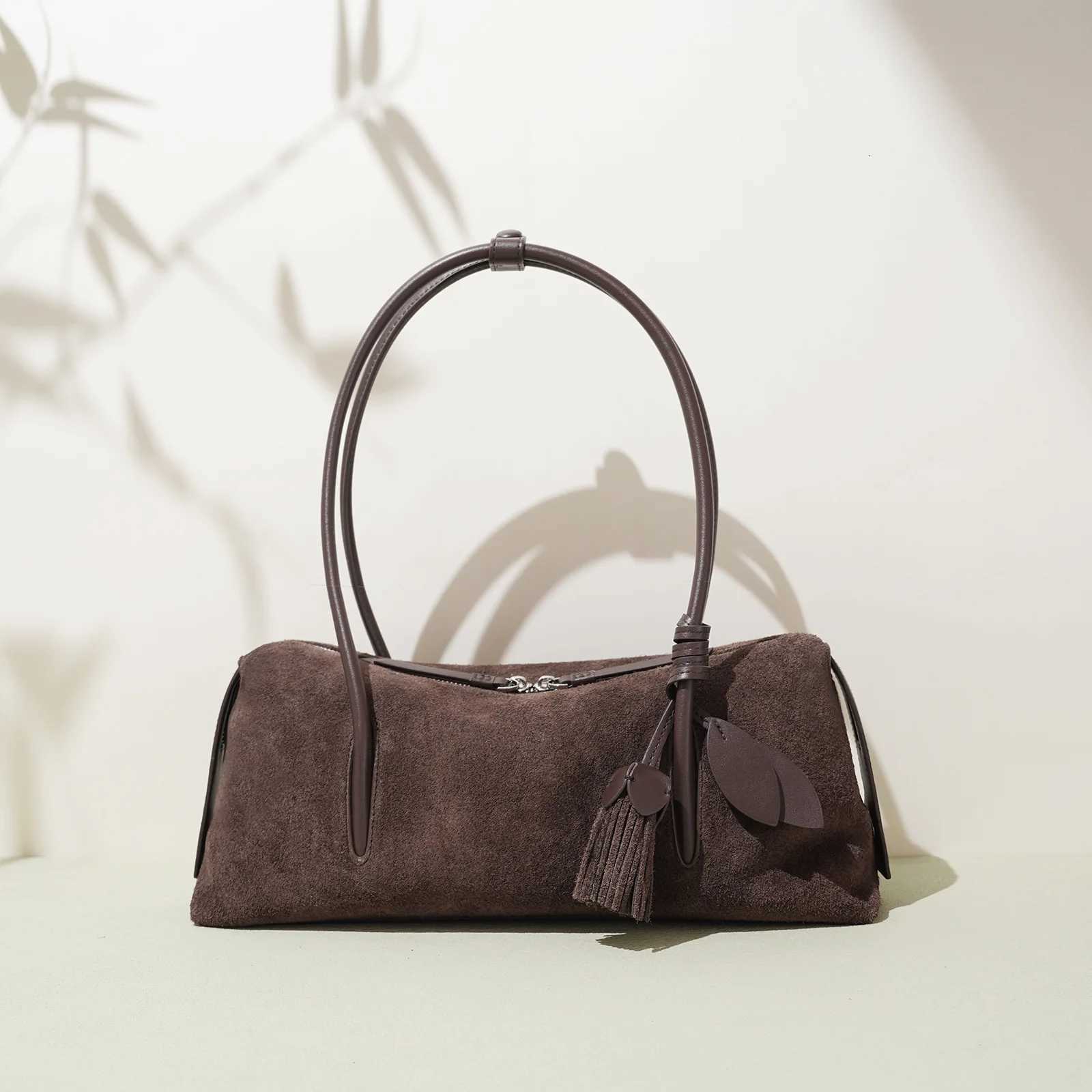 2025 Autumn Winter Suede Leather Bag Minimalist Unique Single Shoulder Bag Slouchy Casual Underarm Tote High Quality HandbagW251101