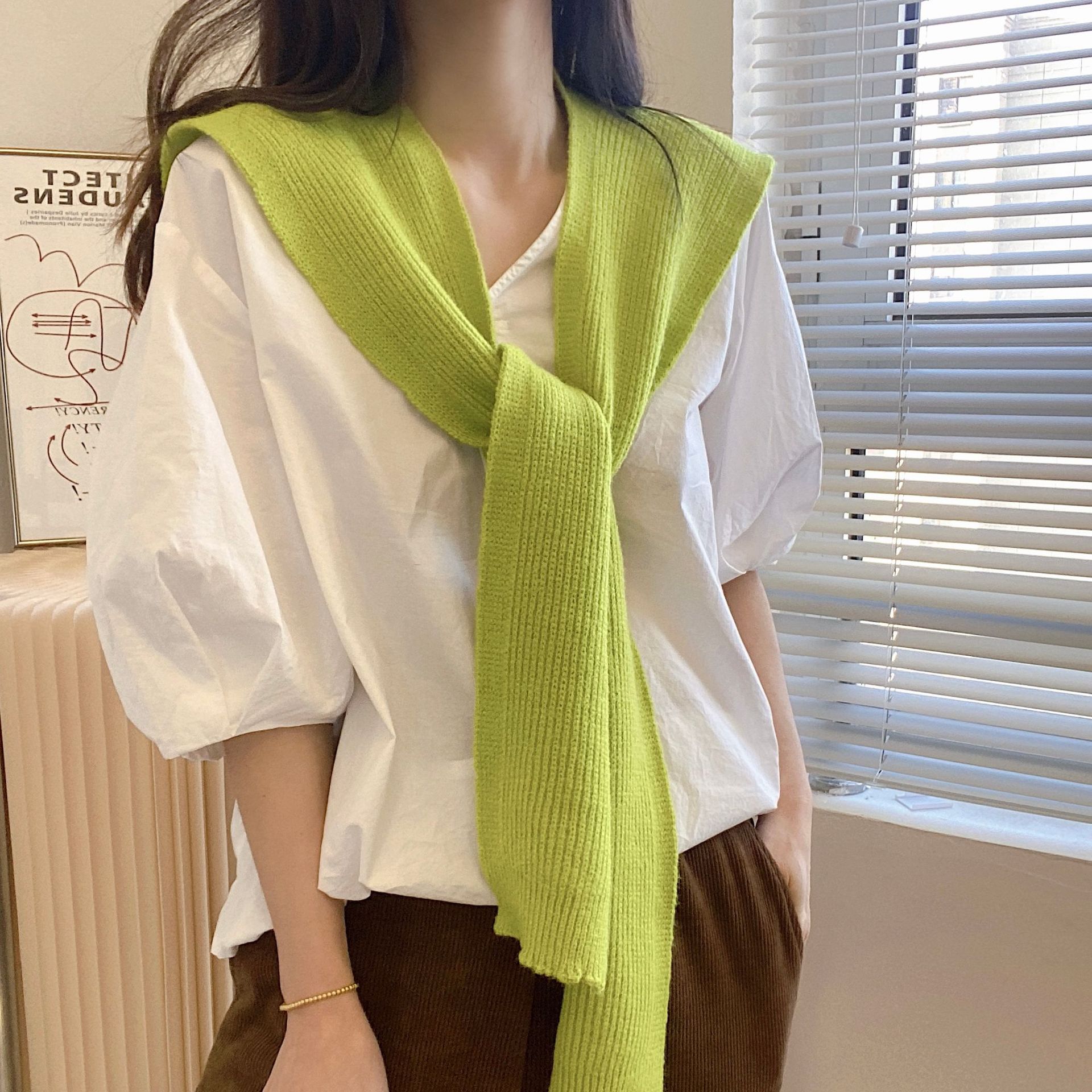 K281 New knitted shawl spring and autumn female net red cross cape small shawl outer wear high-end wool scarf 2025 false collar