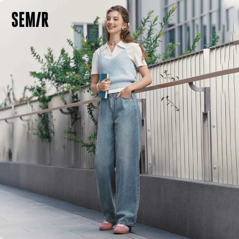 Semir Jeans Women 2024 New Winter Style with FleeceLined FloorLength Trousers Hong Kong Style WideLeg Trousers J251031