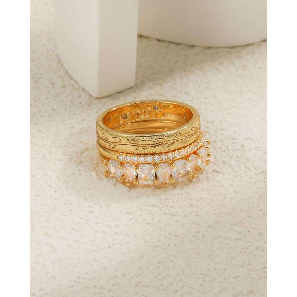 Stackable for Women Non Chunky 14K Plated that Don't Tarnish Engagement Cubic Zirconia Ring Set Stack Dainty Pinky Wedding Bands Thumb Rings Gold