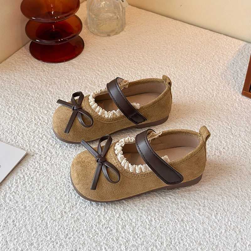 Kids Leather School Shoes Spring Autumn Girls Sweet Flat Shoes Elegant Princess Bowknot Children Fashion Causal Mary Jane ShoesT251101