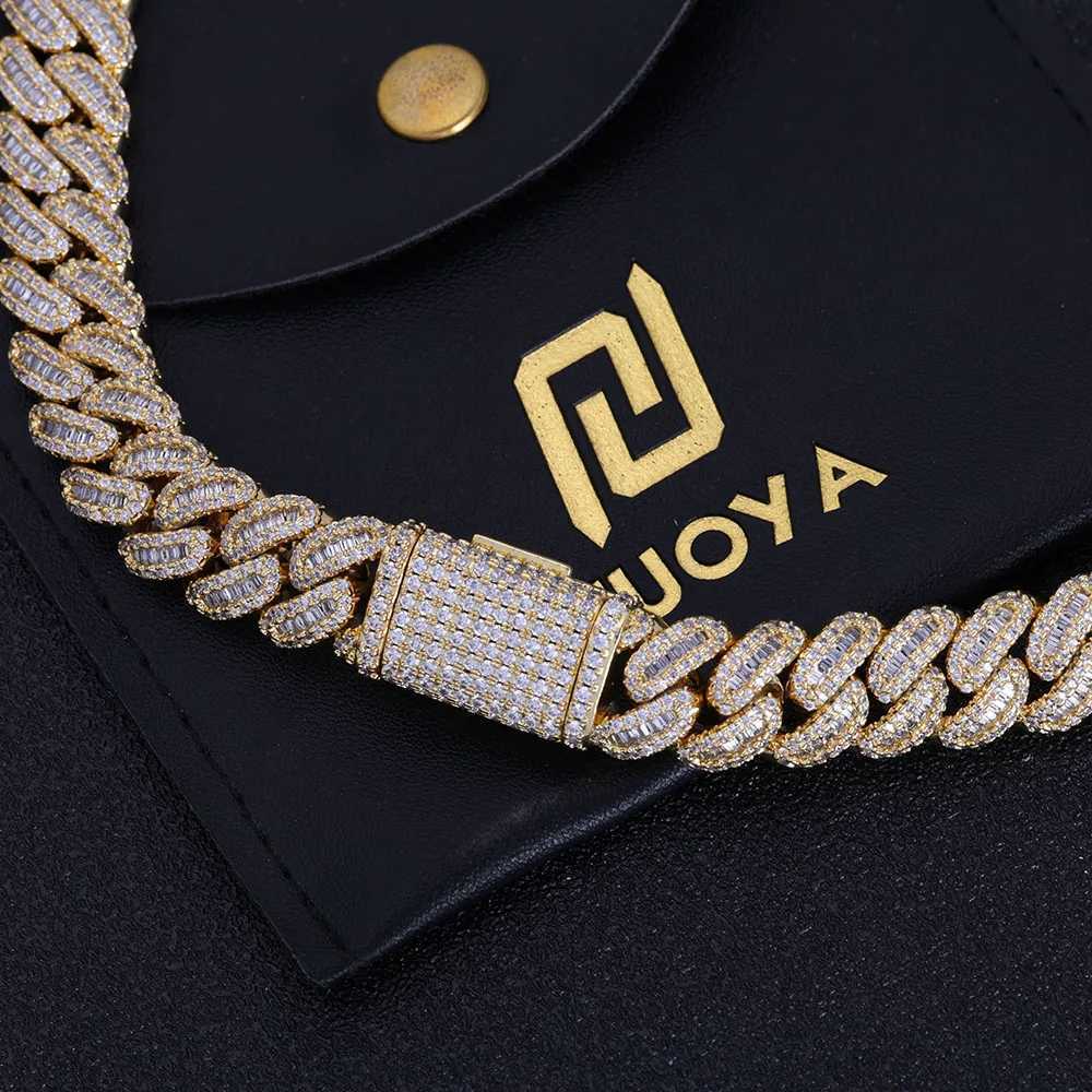 Hip hop jewelry French bread Cuban chain ice out mixed inlay simulated diamond stone pendant 12mm Miami CZ necklace mens gift Y250329