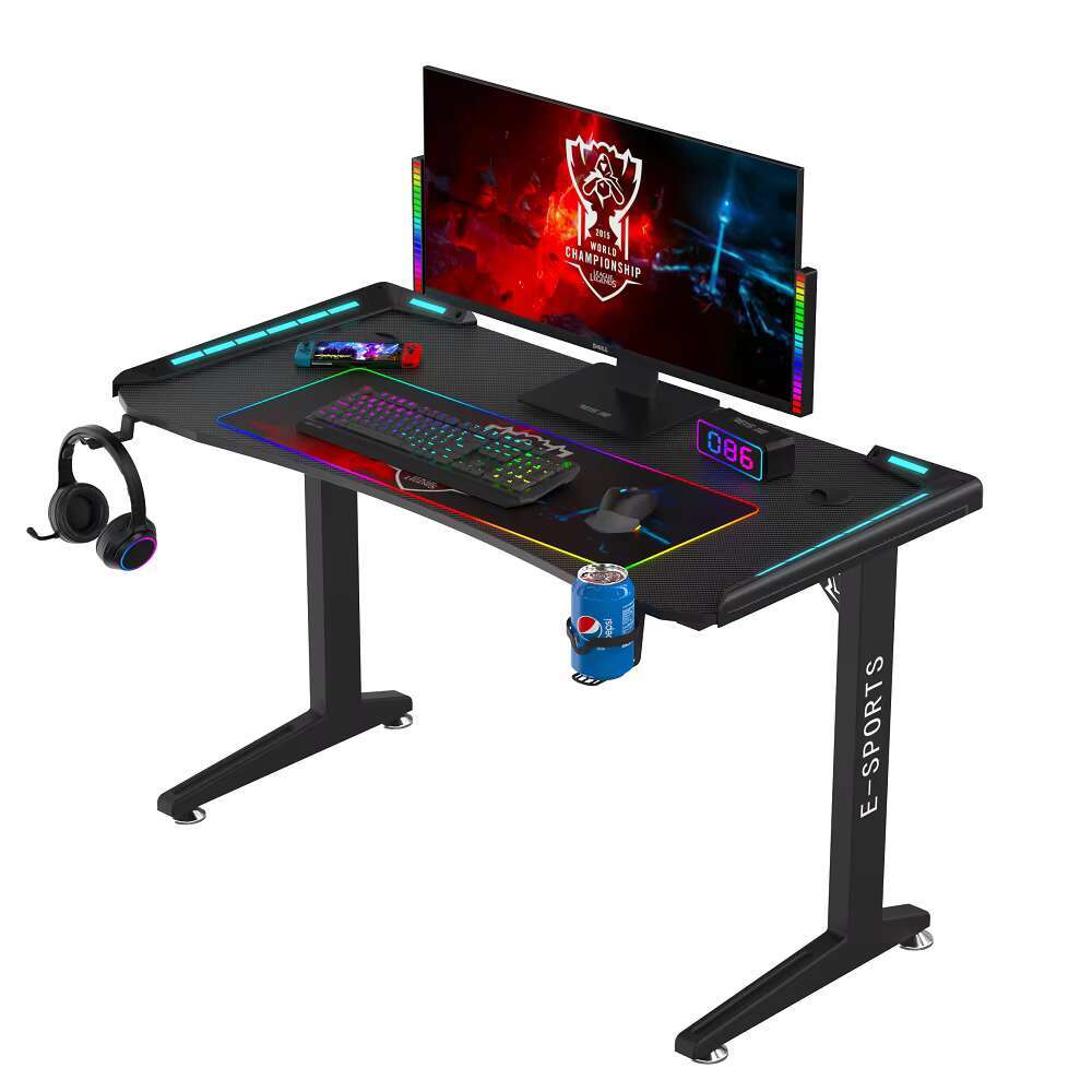 Factory Direct Sale Cheap Home Gaming PC Desk Kids Esports LED Feature Cool Design Style Wooden Material Melamine Surface Office