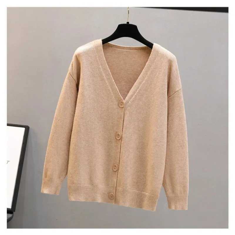 Autumn Fashion Sweater Jacket Korean Women Vneck Longsleeved Cardigan Sweater Elegant Singlebreasted Casual Womens KnitwearT251101