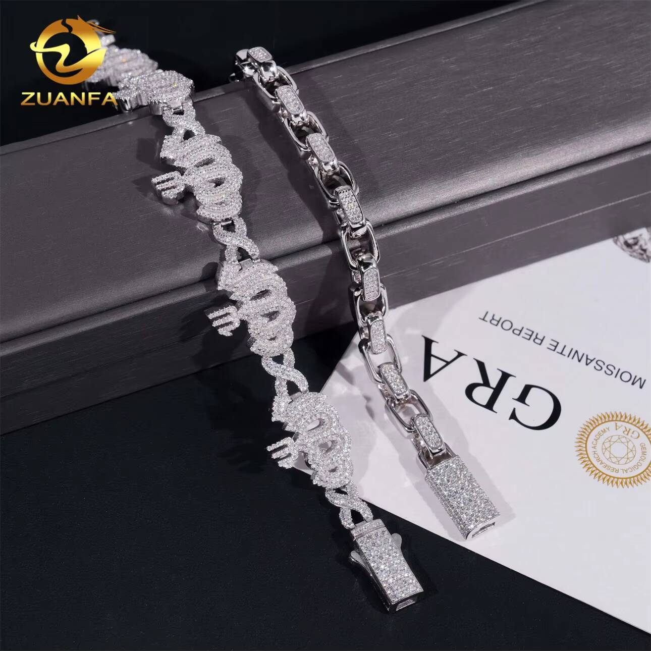 Hip Hop Jewelry Iced Out D Color VVS Moissanite Diamond Sterling Silver 925 Fashion Luxury Cuban Link Chain Bracelet