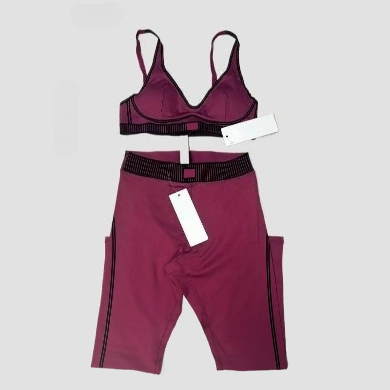 Designer Yoga Set Womans Sports Bra+leggings Gym Set Tennis Tops Seamless Line Up Bra Jogger Vest Black Fitness Tank Top Pilates Workout outfits