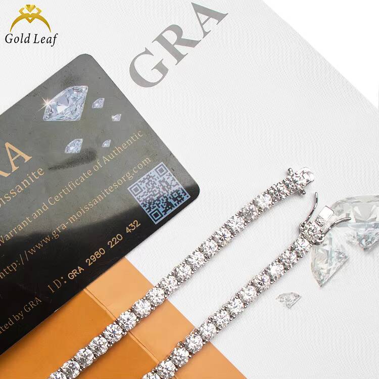 Goldleaf 925 Silver Hip Hop Fashion Jewelry Moissanite Diamond Bracelet Princess Cut Moissanite Tennis Chain for Women Men