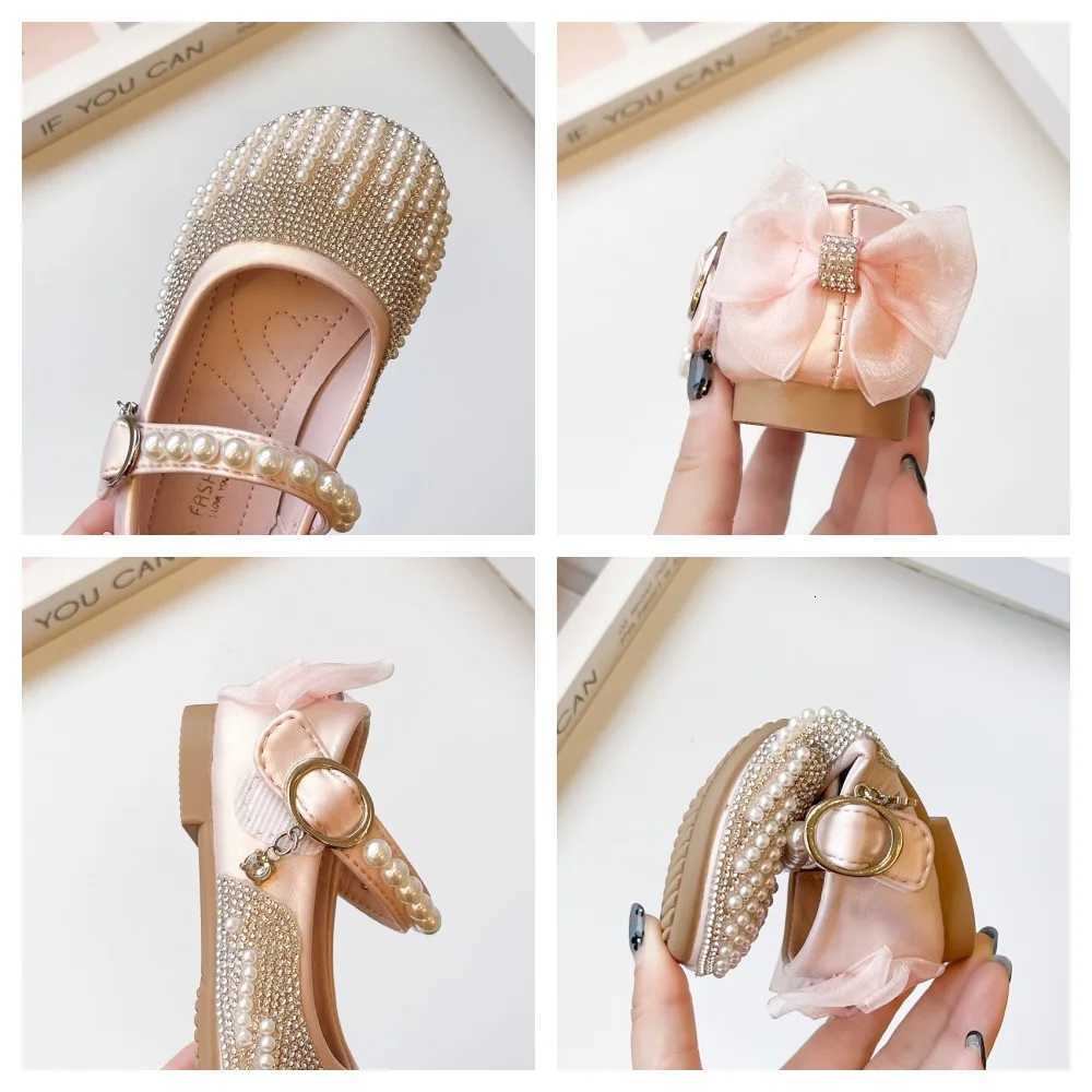 Kids Princess Shoes for Girls 2025 Autumn Toddler Walking Shoes with Shiny Beaded Soft Sole Elegant Girls Party Wedding FlatsT251101