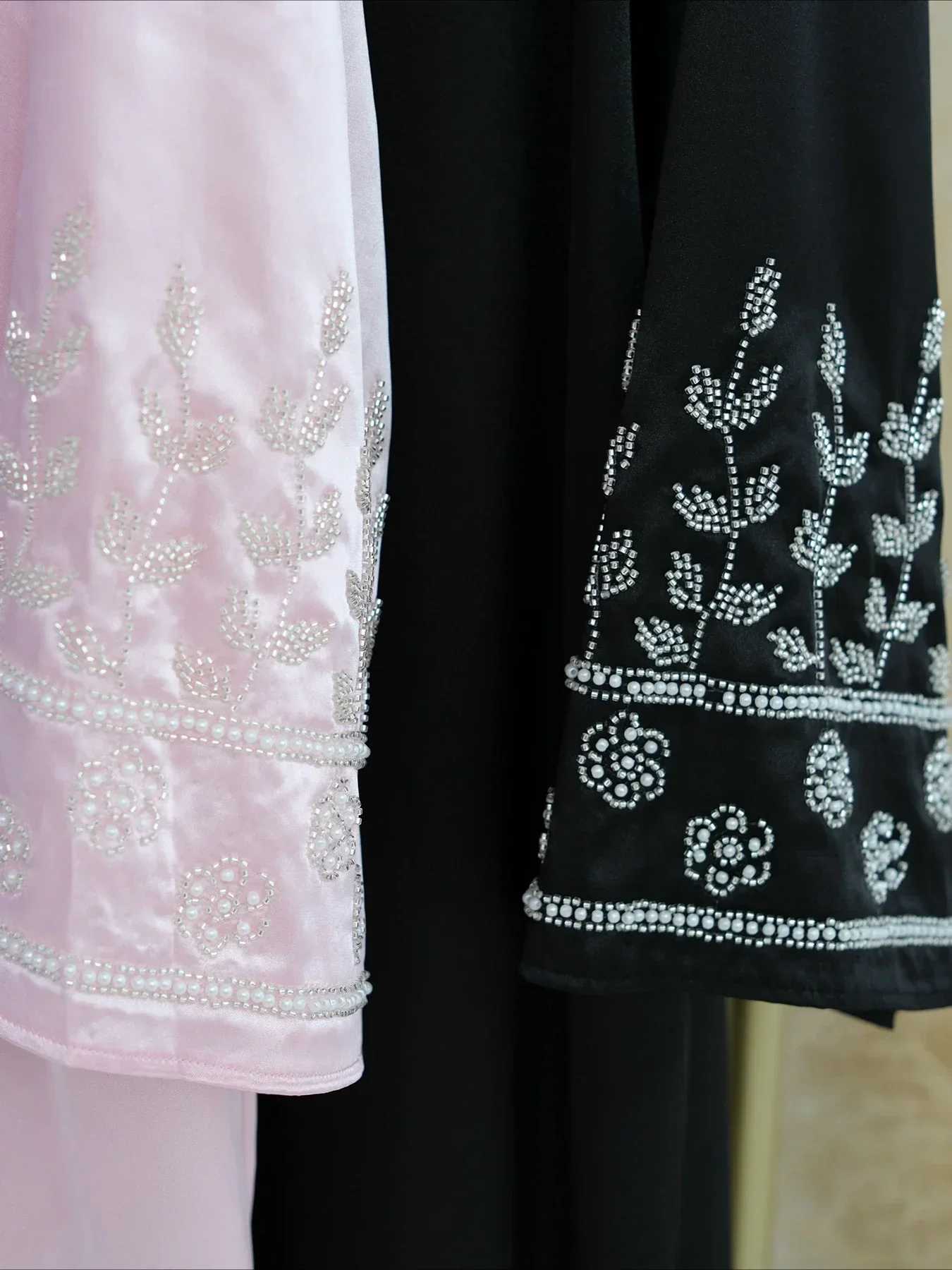 Eid al Fitr Party Abaya Women Beads Slim Long cardigan Abayas Ramadan Trkiye Islamic Robe Belt Dubai Morocco Arab Vestidos W250401