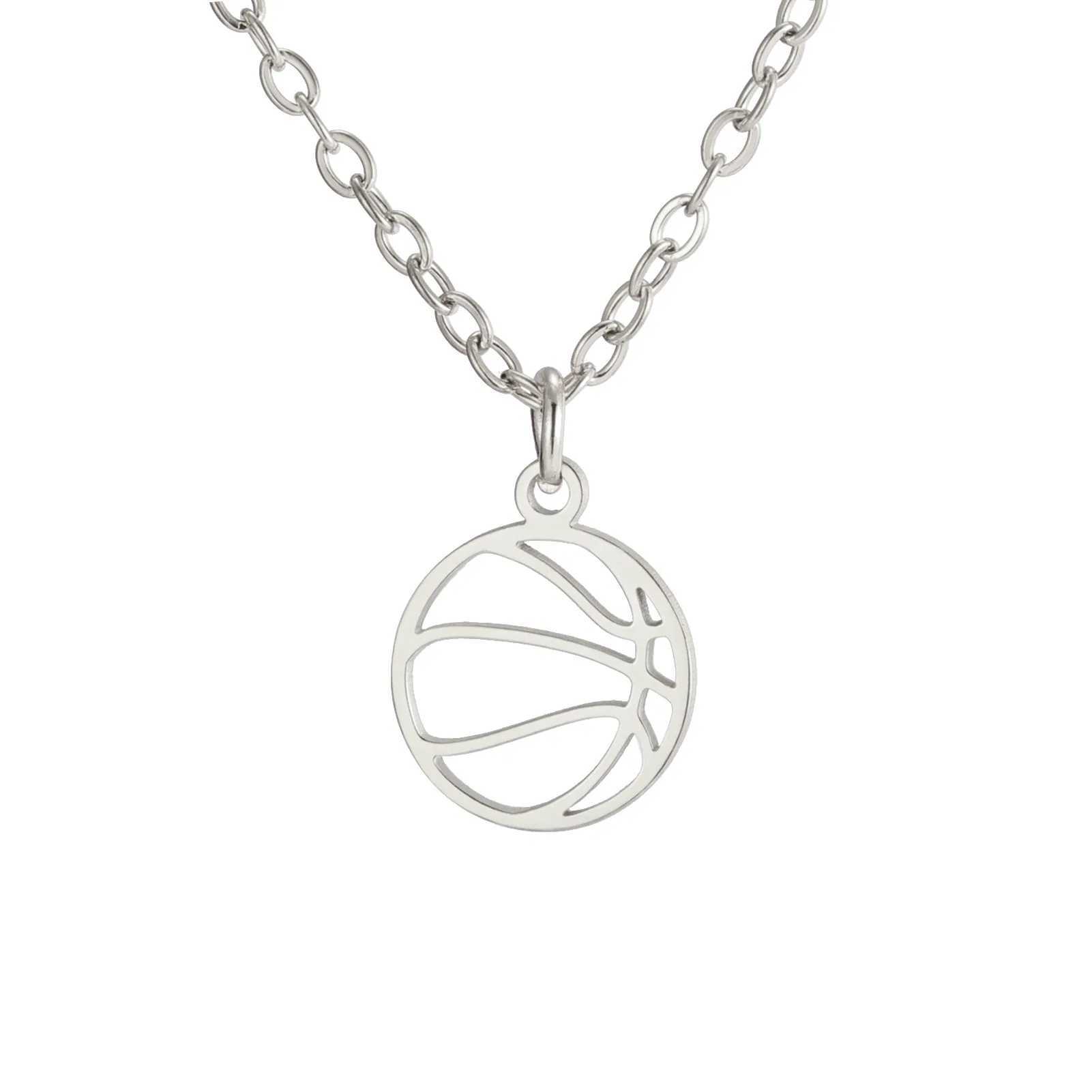 HIPEE Fashion Ball Necklace Stainless Steel Basketball Charm Pendant Necklaces For Women Men Sports Jewelry Party GiftsC250407