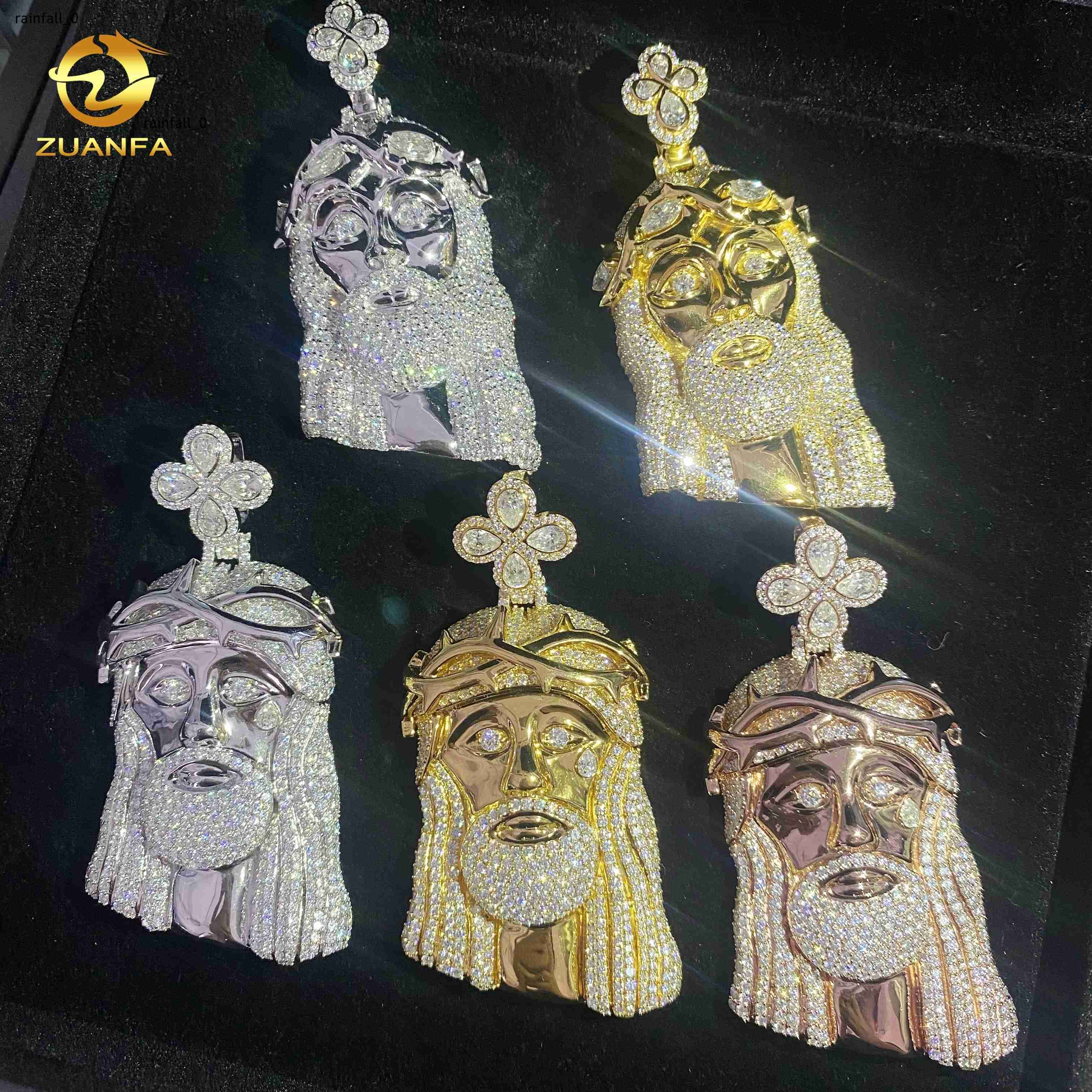 GRA Certificate Fine Hip Hop Jewelry Iced Out VVS Moissanite Pear Cut Diamond Pendant 925 Silver Jewelry Jesus Pendant